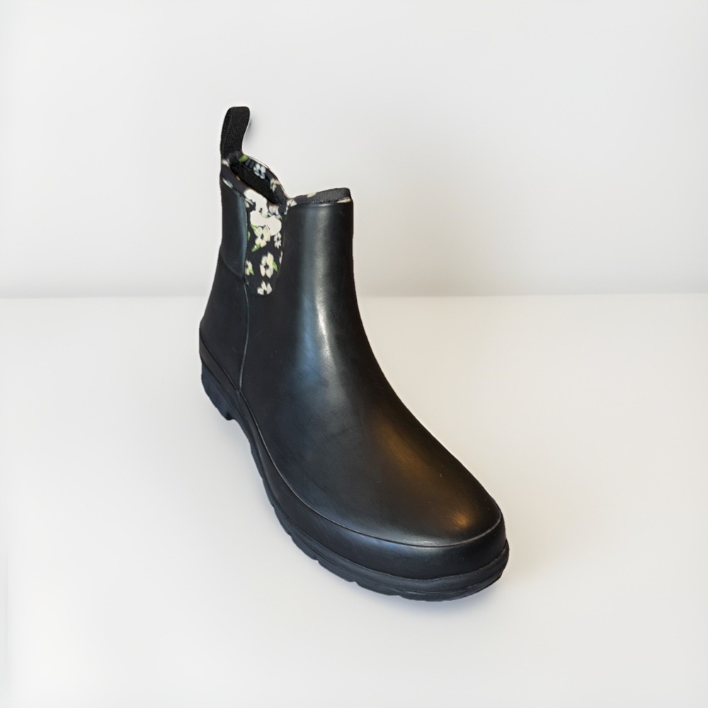Western Chief Womens Rain Boots Size 9 Neo Chelsea Black Painted‎ Peonies